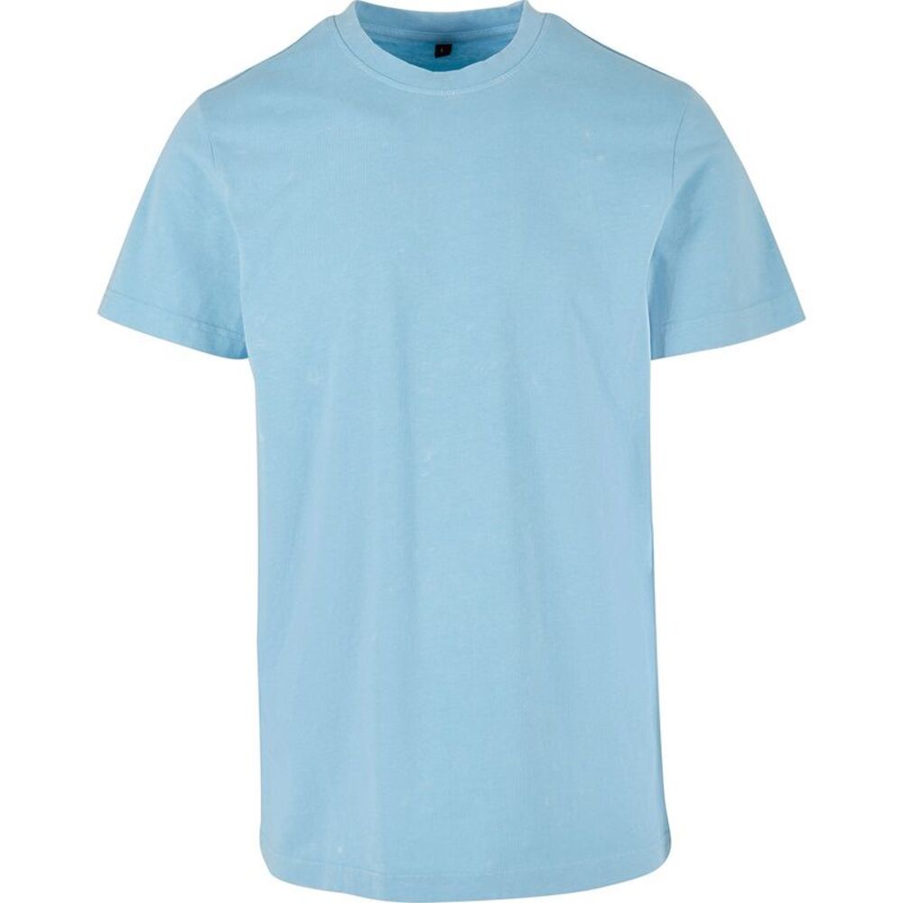 Build Your Brand Mens Acid Wash T-Shirt / Baltic Blue